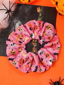Halloween Elastic Fabric Printed Large Scrunchie Hair Accessory - Multicolor - View 18