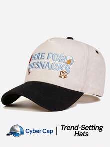 1pc Women's "HERE FOR THE SNACKS" Trucker Hat Adjustable Design Stylish Embroidered Five-Panel Cap Perfect For Casual Wear, Parties Travel - Multi-color - View 8
