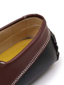 Men's Colorblock Patchwork Versatile Fashion Comfortable Driving Loafers Slip-On Loafers Minimalist Commute Business Casual Daily Travel Work Outfit Lightweight Flat Leather Shoes - Brown - View 7