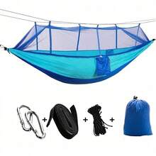 2-Person Camping Garden Hammock With Mosquito Net, Outdoor Furniture Bed, Parachute Fabric, Sleeping Swing, Portable Hanging - Multicolor - View 11