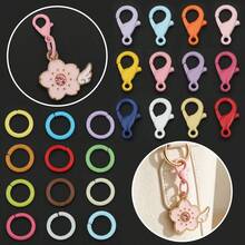 120pcs DIY Keychain Making Parts Random Mixed Colors Include 40pcs Lobster Clasp + 80pcs Jump Rings, Zinc Alloy Spring Clasp Hook Connector Suitable For Braided DIY Keychain Pet Collar Connector Open Connection Ring Bag Charm Keychain Accessories Making Materials DIY Keychain Accessories Making - Lobster Buckle & Jump Ring - View 6