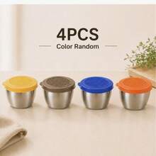 6pcs 2.7oz Stainless Steel Salad Dressing Container To Go With Silicone Lids, Mini Leakproof Dipping Sauce Cups Condiment Dip Portion Containers For Bento Box Lunch, Back To School College Dorm Travel Essentials - Multicolor - View 9