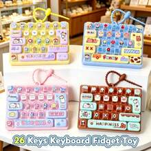 1pc Mood Station, Button Stress Relief Toy 26 Keyboard Mechanical Keycap Keychain Pendant, Random Color - Multicolor - View 1