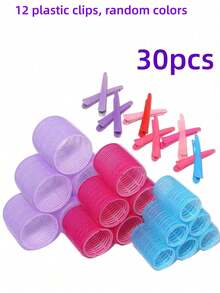 Heatless Hair Curling Set (Including Plastic Curlers); Suitable For Hair Salons, Beauty Parlors, The Back-To-School Season, And Vacations. - Multicolor - View 8