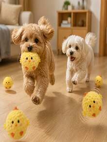 1pc Yellow Chick Pet Interactive Bouncing Sound Toy Ball, Fun Companion For Dogs And Cats, Relieves Boredom, Features Sound Function To Attract Dogs And Cats, Made Of Chew-Resistant Material, Slow Rebound Pet Toy, Perfect Pet Gift - Multicolor - View 4