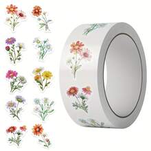 Daisy Wildflower Sticker Roll, Butterfly Planner Stickers, Floral Postage Stamp Stickers - Laptop, Water Bottle, Phone, Skateboard Decals, Planner Supplies, Decorative Envelope Seal Stickers - A - View 1