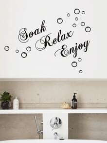 Slogan Graphic Bathtub Sticker, Stickers, Wall Decal, Vinyl Decal For Home Decorations, Spring Decoration Items Refresh Your Home, Festival Decoration Stickers Gifts Birthday Graduation - Solid Color - View 2