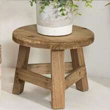 Wooden Plant Stool, Suitable For Indoor And Outdoor Small Round Flower Pot Stand, Used For Decorative Display Of Flower Pots, With High Wooden Base, Suitable For Living Room, Patio Or Balcony - A - View 2