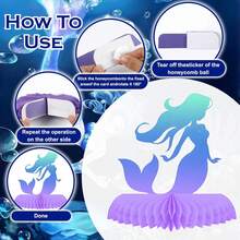 Mermaid Theme Party Decorations Ocean Mermaids Centerpieces For Tables Honeycomb Centerpiece, Sea Party Supplies For Birthday Decor - Multicolor - View 4