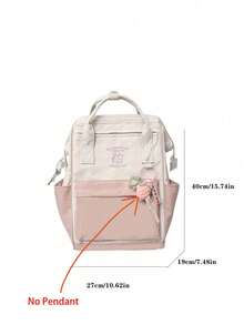 Dedoo Women's Dual-Color Tote Backpack, Waterproof Nylon Fabric, Large Capacity Lightweight Storage, Suitable For School Back To School Season Daily Use All Year Round - Pink - View 7