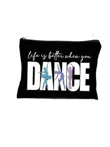Large Capacity Black And White Striped Tote Bag With "DANCE" Lettering, Foldable Canvas Shoulder Bag, Striped Tote Bag, Includes A Cosmetic Pouch. - Multicolor - View 11