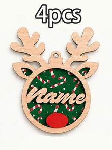 Custom Reindeer Name Christmas Ornament, Personalized Party Decor, Festive Antler Style, Checkered Decor, Customized Christmas Tree Decoration, Customizable Name Tag, Home Holiday Decor, Unique Christmas Gift 2026, Room Decor, Family And Friends - Red - View 32