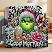 The Grinch بطانية فلانيل وحش أخضر، بطانية فلانيل ناعمة دافئة سميكة للشتاء، بطانية قيلولة مكتبية بشخصية كرتونية أنمي لطيفة، بطانية دافئة للتخييم في الهواء الطلق، بطانية سرير ومرتبة دافئة للشتاء، بطانية أريكة، بطانية سفر، بطانية سرير، بطانية تكييف هواء، بطانية شال دافئة لمقعد السيارة، هدية عيد الميلاد للعائلة والأصدقاء، زي هالوين - متعدد الألوان - مشاهدة 6