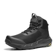 Men's Work Boots Leather Motorcycle Boots - Black - View 1