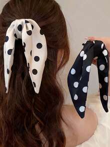 2 Stück Damen Premium Schleife Polka Dot Haarspangen in Schwarz/Weiß, modisch vielseitig elegant minimalistischer Stil, geeignet für tägliche Ausflüge, lockere Treffen, Pendeln, Urlaub Frisuren, Haarbänder, Dutts, Gesichtsreinigung, Baden, Make-up, passend zu Kleidung und Accessoires, Haaraccessoires, Haarspangen - Schwarz und Weiss - Übersicht 3