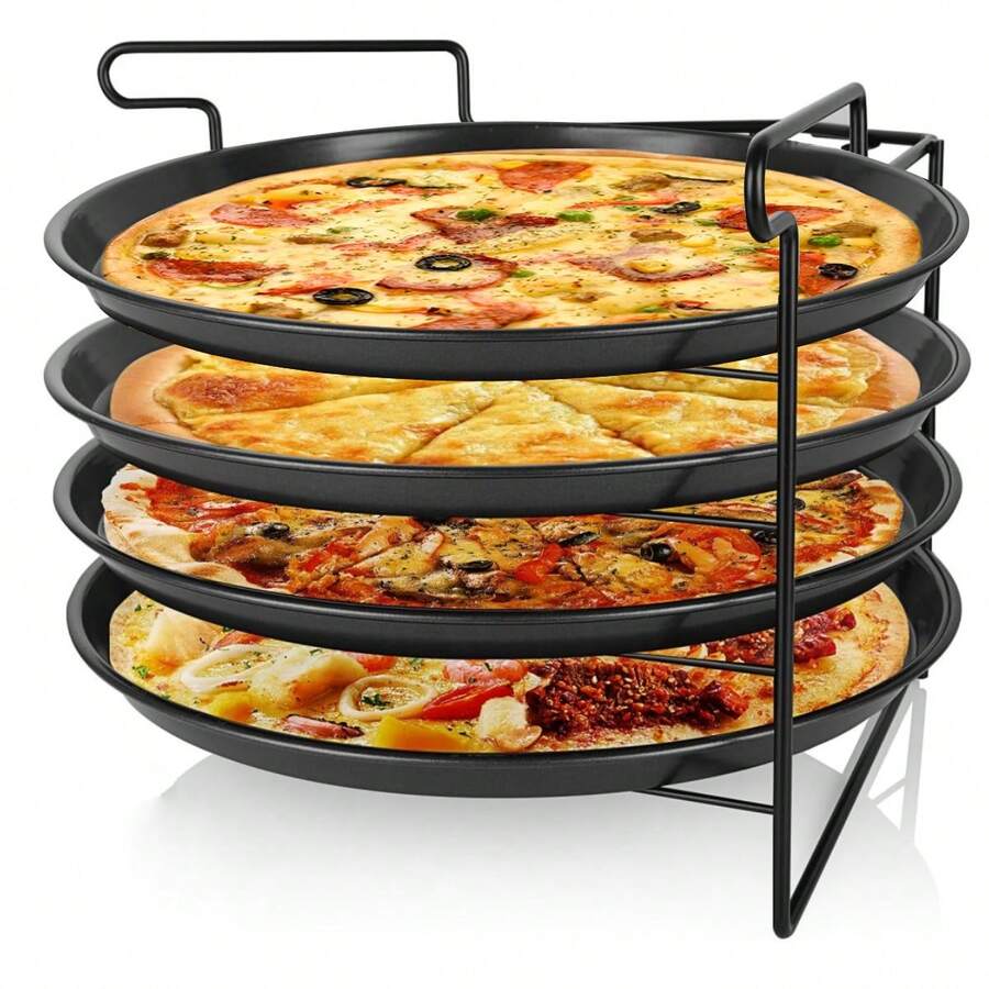 4pcs 11-Inch Pizza Plates With Holes, Oven- Pizza Rack And Round Pizza Tray, Pizza Baking Tools For Baking, Cooking, And Grilling - View 1
