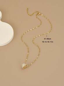 1pc Fashionable Rhinestone Round Ring Design Stainless Steel Women's Necklace, Gold Jewelry, Gold Necklace, Gift (Due To Lighting And Angle Of Photography, There May Be Slight Color Difference Between The Actual Product And The Image) - Yellow Gold - View 11
