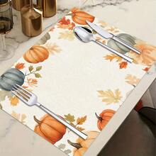 1/4/6pcs Autumn Series Border Pumpkin & Autumn Leaf Pattern Printed Placemats, Heat-Resistant Table Mats For Home Kitchen/Kitchen Table Protection, Party Scene Decor - Multicolor - View 11