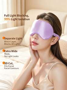 1pc Soft Satin Blackout Sleep Eye Mask, Zero Pressure Full Coverage Breathable Eye Mask, Elastic Band Design, Portable Blackout Mask, Multiple Macaron Colors Available, Travel Nap, Student Dorm, Airplane Sleep Accessory/Gift - A - View 6