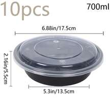 700ml Bento Box, Reusable Stackable Food Storage Container With Lid, Leak-Proof Portable Takeout Lunch Box, Black - Transparent + Black - View 13