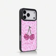 1pc Minimalist Leopard Print Cherry Pattern Phone Case, Compatible With Phone16 Pro Max, 15 Pro Max, 14 Pro Max, Korean-Style High-End Fashion Fun Phone Case, Shockproof Anti-Drop Frame, 2-In-1 Hard Shell Back Cover, Compatible With 17/18/17Pro/17Promax/11/12/13/14/15/16 Pro Max Plus, Elegant Design Suitable For Men And Women, Perfect Gift For Girlfriend On Christmas, Valentine's Day, Easter, Wedding Season And Birthday! - Multicolor - View 3