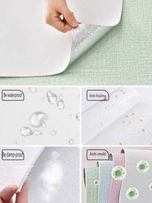 1/4PCS White Linen Texture Surface Self-Adhesive Wall Sticker, PVC Material With Self-Adhesive Backing, Peel And Stick Wallpaper, Bedroom, Living Room And Other Wall Decoration Stickers, Wall Renovation And Decoration Stickers - Wall Decor - View 6