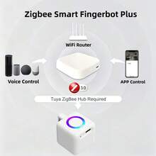 RSH 2pcs Rechargeable ZigBee Smart Robot Button Pusher, Supports Tuya Smart Life App Scheduled Automation, Compatible With Alexa Voice Assistant, RGB Light Touch Sensor, 8 Months Long Standby, Wireless Button Switch Pusher - View 7