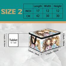 Multi-Size Multi-Pattern Cartoon Print Foldable Storage Box With Zipper Handle, Upgraded Fabric Large Capacity Organizer Bin For Wardrobe, Dorm, Underbed, Clothes, Bedding, Toys, Miscellaneous Items, Home Moving And Organization - Multi-color - View 14