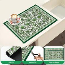 1pc Green Vintage Floral Vine Pattern Kitchen Absorbent Drying Mat, Elegant Pastoral Style, Suitable For Kitchen Countertop, Coffee Machine, Dining Table And Daily Home Decor - Multicolor - View 6