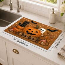 1pc Halloween Pumpkin Pattern Kitchen Absorbent Drying Mat, Fun Horror Style, Suitable For Halloween, Autumn Kitchen Countertop, Dining Table, Coffee Machine And Party Decoration - Multicolor - View 14