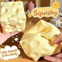 1pc Large Transparent Square Cheese Squeeze Toy, 2026 Slow Rebound Stress Relief Toy, Creative Decompression Gadget, Gift For Friends, Collectible Gift, Holiday Gift, Birthday Gift - Multicolor - View 8