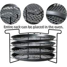 4pcs 11-Inch Pizza Plates With Holes, Oven- Pizza Rack And Round Pizza Tray, Pizza Baking Tools For Baking, Cooking, And Grilling - View 2