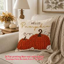 1件米色底 Hello Pumpkin 仿刺繡枕套，鄉村風秋季感恩節輕量聚酯纖維單面印花靠墊套，可手洗、機洗、乾洗，拉鍊開口，適用於居家、沙發、床、臥室、客廳、咖啡廳、展覽廳，裝飾枕套，節日派對裝飾 - 亮橙色 - 查看 9