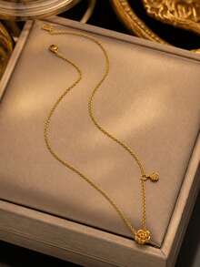 VceTd 1/2/3PCS Elegant Style Rose Shaped Stainless Steel Women Jewelry Set Suitable For Daily Wear Or Wedding Or Holiday Gift - Yellow Gold - View 3