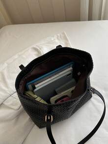 Large Capacity Bag For Women's Autumn And Winter Versatile 2024 New Simple Shoulder Bag, College Student Class Bag, Commuting Tote Bag - Black - View 9