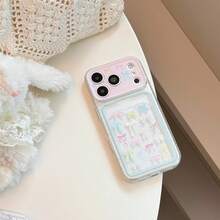 GUCADI Transparent Ribbon Bow Card Holder Phone Case, Compatible With Apple 17pm, 18 Full Coverage Soft Shell, 16 Transparent, 15 Korean Sweet Style, Girly, Creative, Geometric, Niche, Soft Girl, Ins Style - Clear - View 11