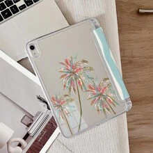 1件熱帶棕櫚樹波浪條紋印花三折保護殼，附筆槽，自動休眠/喚醒，防震透明背板平板保護套，相容 iPad 10.9/10.2/Air 5th Gen/Pro 11/10th/9.7/Air 2/7th/8th Gen/Air 4/5/Air 13/11(M3 2025)/11(A16 2025)，相容 OPPO Pad，相容 MatePad，相容 Honor Pad - 彩色 - 查看 5