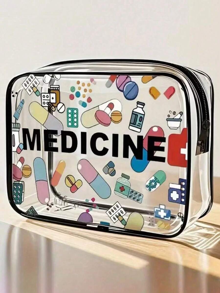 Unisex Transparent Travel Toiletry Bag - Lightweight PVC Material, With Zipper, Can Store Cosmetics And Medicines, Suitable For Carrying In Luggage, Can Be Used For Airport, Gym Or Daily Use, Transparent Storage Bag, Minimalist Practical Design, Secure Zipper Closure - Multicolor - View 1