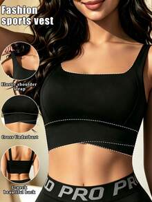 Yoga Tank Tops Breathable Sports Bra With Shockproof And Gathered Function Giving You A Beautiful Back Shape Workout Tank Gym Top - Black - View 7