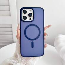 1pc Matte Skin-Feel Magnetic Hard Phone Case For Samsung A27 S26 Ultra A57 - Blue - View 3