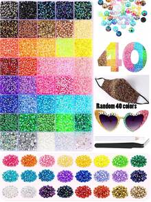 60,000pcs 60-Color Resin Jelly Rhinestone Set, 3mm Flat Back Multi-Color Diamond Flat Back Gemstones, Complete DIY Rhinestone Decoration Set With Pickup Tool, Suitable For Nail Art, Tumblers, Water Bottles, Phone Cases, High Heels, Hats, Handmade Crafts - Multicolor - View 9