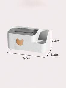 1pc Multifunctional Plastic Tissue Box With Side Storage Compartments, Cute Bear Decor Napkin Dispenser Holder For Remote Controls Small Items, Desktop Tissue Organizer For Coffee Table Living Room Bedroom Dorm Home Decoration - Multicolor - View 10