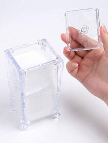1 Box Nail Makeup Removal Pads Storage Box Translucent Pink/Clear Vintage Elegant Butterfly Pattern Dustproof Container For Pads, Swabs, Beauty Sponges, And Cosmetics Nail Tools Nail Supplies - Multicolor - View 8