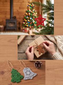 Cute Christmas Gingerbread Man Felt Hanging Ornament, Creative DIY Christmas Tree Snowflake Decoration, Christmas Home Decor, Room Decor, Halloween Decor, Kitchen Decor, Home Decor & Accessories, Christmas Tree Decoration - 1 Set - View 4