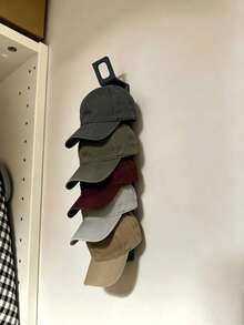 1/2pcs Hanging Hat Storage Rack, Multi-Layer Slot Hat Hooks, Fits Various Curved Brim Hats, Wall-Mounted For Closet Side, Bedroom, Entryway, Wardrobe, Practical Hat Organizer Shelf - Black - View 1