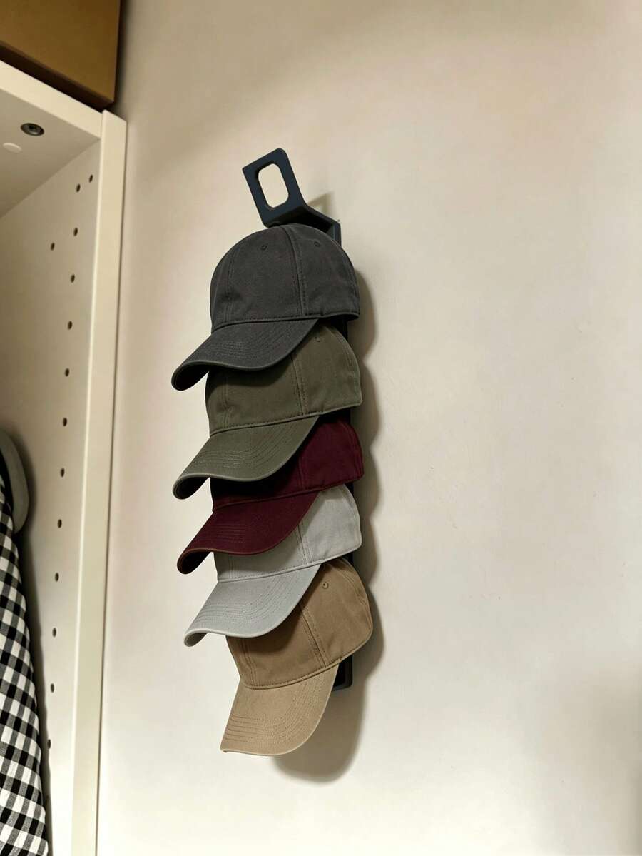 1/2pcs Hanging Hat Storage Rack, Multi-Layer Slot Hat Hooks, Fits Various Curved Brim Hats, Wall-Mounted For Closet Side, Bedroom, Entryway, Wardrobe, Practical Hat Organizer Shelf - Black - View 1