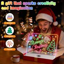 RGB Neon LED Light-Up Drawing Board – Rechargeable, Dry-Erase, With Dynamic Color And Flashing Modes – Perfect For Home Message Board, Halloween Party Decoration, Christmas Home Atmosphere - Pink - View 4