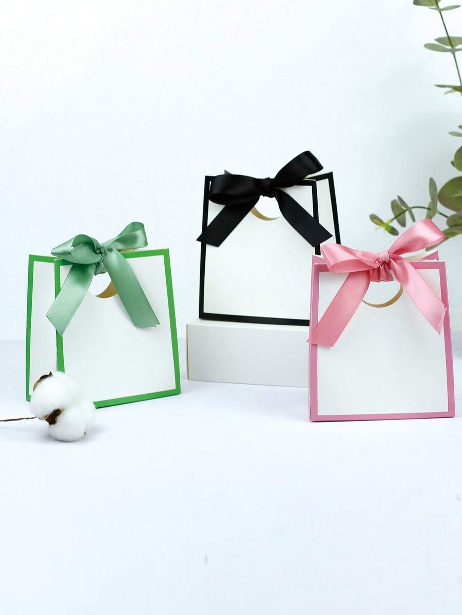 6pcs Small White Gift Boxes With Bow Ribbon 4.3 X 2.3 X 4.7 Inches (Approx. 11 X 6 X 12 Cm) Mini Paper Gift Boxes, Suitable For Candy, Jewelry, Wedding, Bride, Birthday, Baby Shower Gifts - View 1