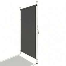 Vertical Outdoor Awning With Clamp Mounting, Retractable, No-Drill Installation, Privacy And Wind Protection For Balcony And Terrace, Weatherproof, Anthracite, With Hand Crank - Dark Grey - View 1