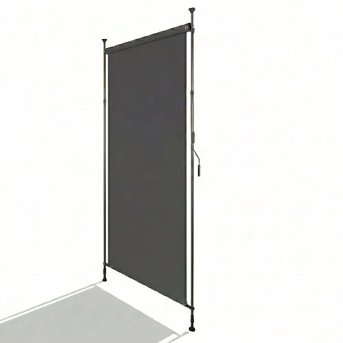 Vertical Outdoor Awning With Clamp Mounting, Retractable, No-Drill Installation, Privacy And Wind Protection For Balcony And Terrace, Weatherproof, Anthracite, With Hand Crank - Dark Grey - View 1